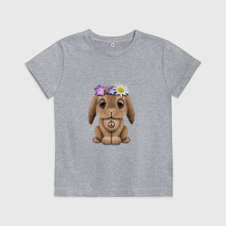 Футболка хлопковая детская Мир - Кролик, цвет: меланж