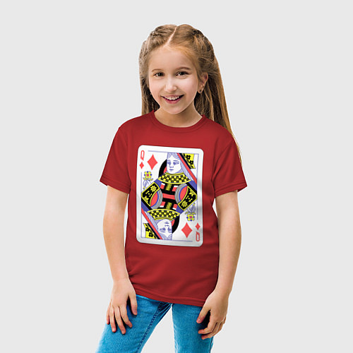 Детская футболка Игральная карта - Дама - Королева / Красный – фото 4