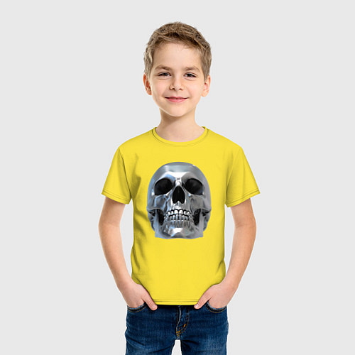 Детская футболка Серебряный череп / Желтый – фото 3