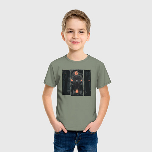 Детская футболка Оранжевая луна и медведь шаман / Авокадо – фото 3