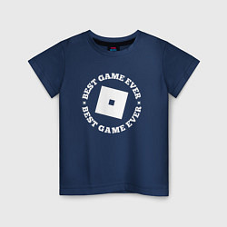 Футболка хлопковая детская Символ Roblox и круглая надпись best game ever, цвет: тёмно-синий
