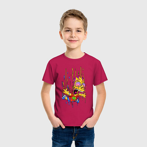 Детская футболка Барт Симпсон - свободное падение / Маджента – фото 3
