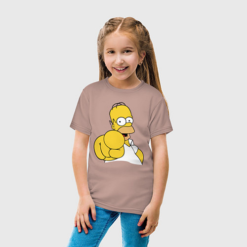 Детская футболка Гомер Симпсон указывает пальцем / Пыльно-розовый – фото 4