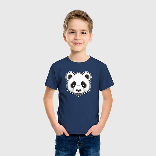 Детская футболка Голова милой панды / Тёмно-синий – фото 3