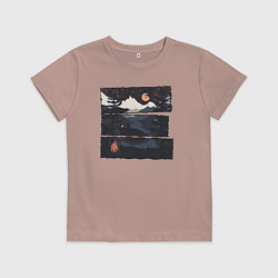 Детская футболка Оранжевая луна и медведь в гамаке