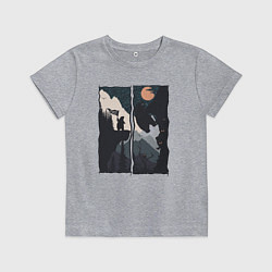 Детская футболка Оранжевая луна и дикий альпинизм