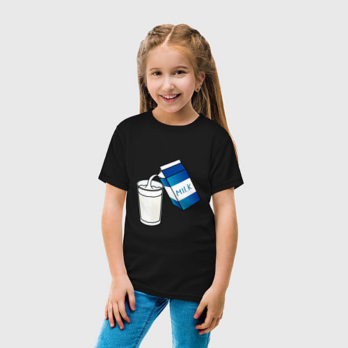 Детская футболка Люблю пить молоко / Черный – фото 4