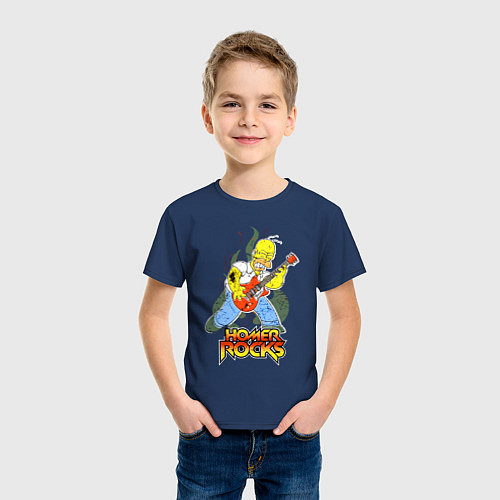 Детская футболка Гомер - рок гитарист / Тёмно-синий – фото 3