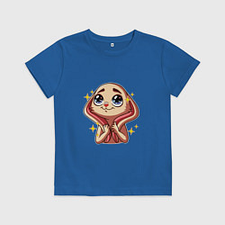 Футболка хлопковая детская Восхищенная зайка, цвет: синий