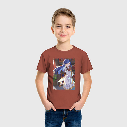 Детская футболка Майн в платье - Власть книжного червя / Кирпичный – фото 3