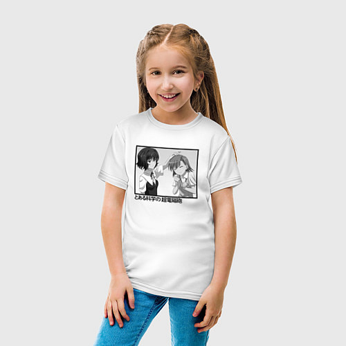 Детская футболка Микото и Синобу - Некий научный Рейлган / Белый – фото 4