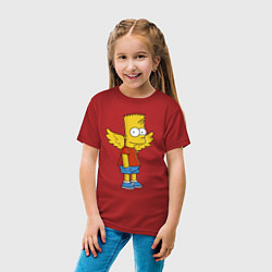 Футболка хлопковая детская Барт Симпсон - единорог, цвет: красный — фото 2