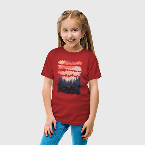 Детская футболка Бездорожье и закат / Красный – фото 4