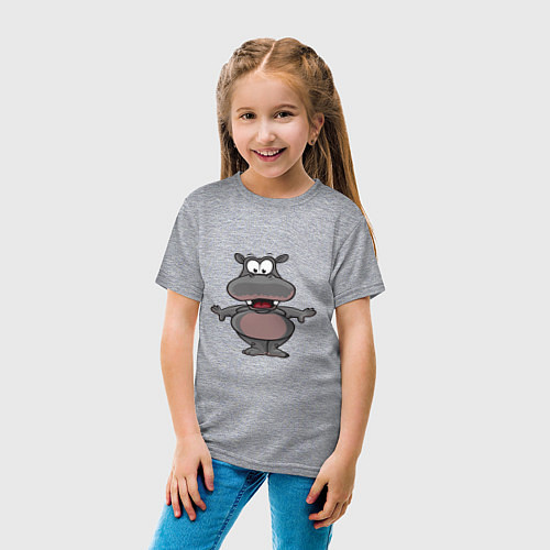 Детская футболка Маленький счастливый бегемот / Меланж – фото 4