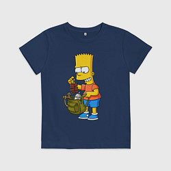Детская футболка Барт Симпсон разбирает свой рюкзак
