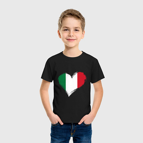 Детская футболка Сердце - Италия / Черный – фото 3