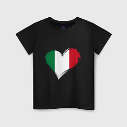 Футболка хлопковая детская Сердце - Италия, цвет: черный