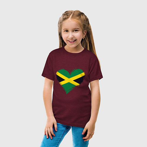 Детская футболка Сердце - Ямайка / Меланж-бордовый – фото 4