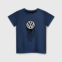 Футболка хлопковая детская Volkswagen - art logo, цвет: тёмно-синий