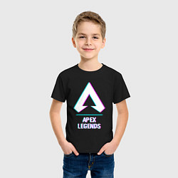 Футболка хлопковая детская Apex Legends в стиле glitch и баги графики, цвет: черный — фото 2