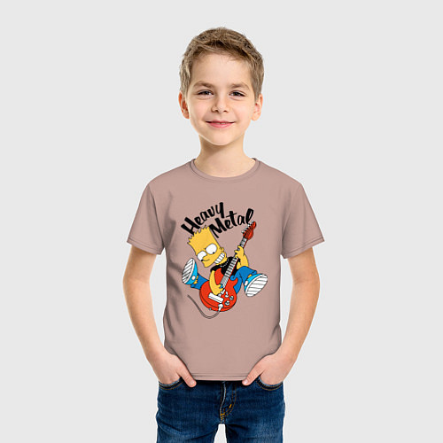 Детская футболка Барт Симпсон - гитарист - heavy metal / Пыльно-розовый – фото 3