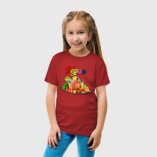 Детская футболка Вегетарианский набор / Красный – фото 4