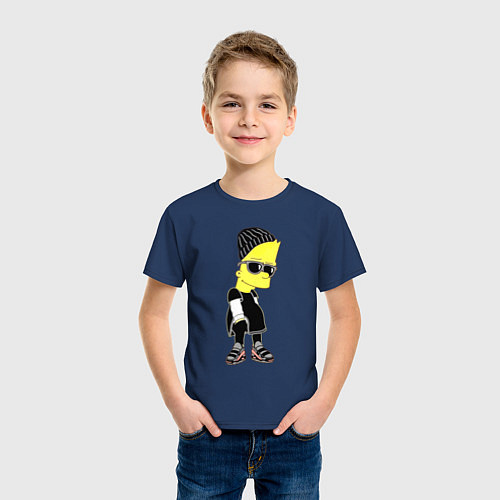 Детская футболка Барт Симпсон в тёмных очках / Тёмно-синий – фото 3