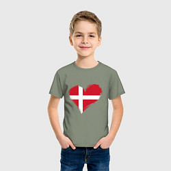 Футболка хлопковая детская Сердце - Дания, цвет: авокадо — фото 2
