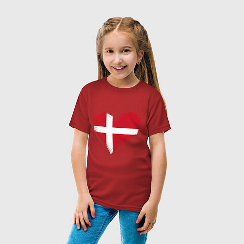 Детская футболка Сердце - Дания / Красный – фото 4