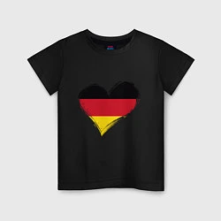 Футболка хлопковая детская Сердце - Германия, цвет: черный