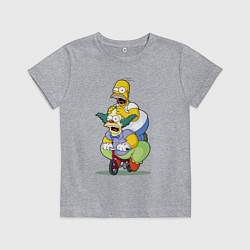 Детская футболка Гомер Симпсон и Клоун Красти едут на детском велос