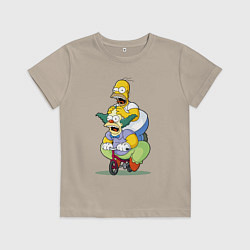 Детская футболка Гомер Симпсон и Клоун Красти едут на детском велос