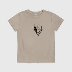 Футболка хлопковая детская Медведик и девочка, цвет: миндальный