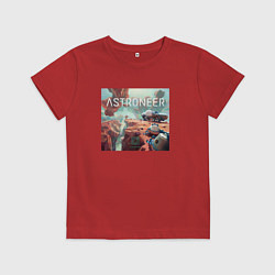 Футболка хлопковая детская Колонизаторы на планете - Astroneer, цвет: красный