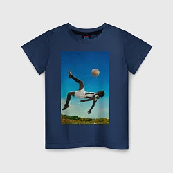 Футболка хлопковая детская Удар Пеле, цвет: тёмно-синий