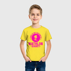Футболка хлопковая детская Это моя любимая биатлонная футболка, цвет: желтый — фото 2