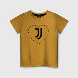 Футболка хлопковая детская Лого Juventus в сердечке, цвет: горчичный