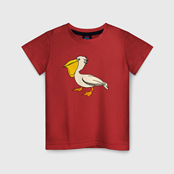 Футболка хлопковая детская Маленький пеликан, цвет: красный