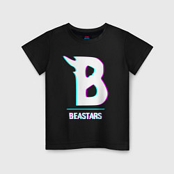 Футболка хлопковая детская Символ Beastars в стиле glitch, цвет: черный