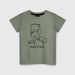 Футболка хлопковая детская Bart Simpson - Rock n Roll, цвет: авокадо