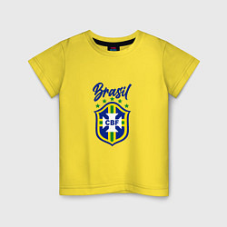 Футболка хлопковая детская Brasil Football, цвет: желтый
