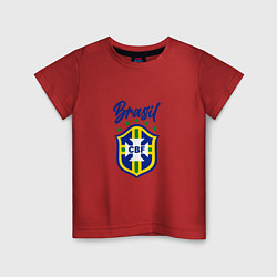 Футболка хлопковая детская Brasil Football, цвет: красный
