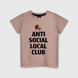 Футболка хлопковая детская Anti social local club, цвет: пыльно-розовый