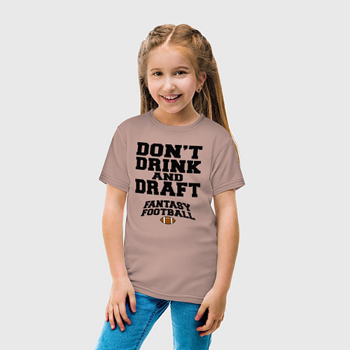 Детская футболка Не пить и драфт в Фэнтези футбол / Пыльно-розовый – фото 4