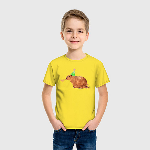 Детская футболка Капибара празднует / Желтый – фото 3