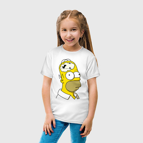 Детская футболка Гомер Симпсон - нет подключения к интернету / Белый – фото 4