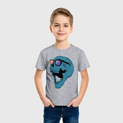Футболка хлопковая детская Череп в тёмных очках - rock n roll, цвет: меланж — фото 2