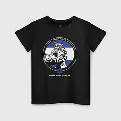 Футболка хлопковая детская Krav-maga emblem tiger, цвет: черный