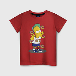 Футболка хлопковая детская Барт Симпсон показывает язык, цвет: красный