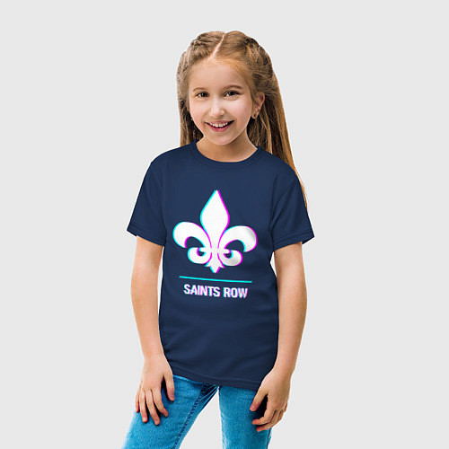 Детская футболка Saints Row в стиле glitch и баги графики / Тёмно-синий – фото 4